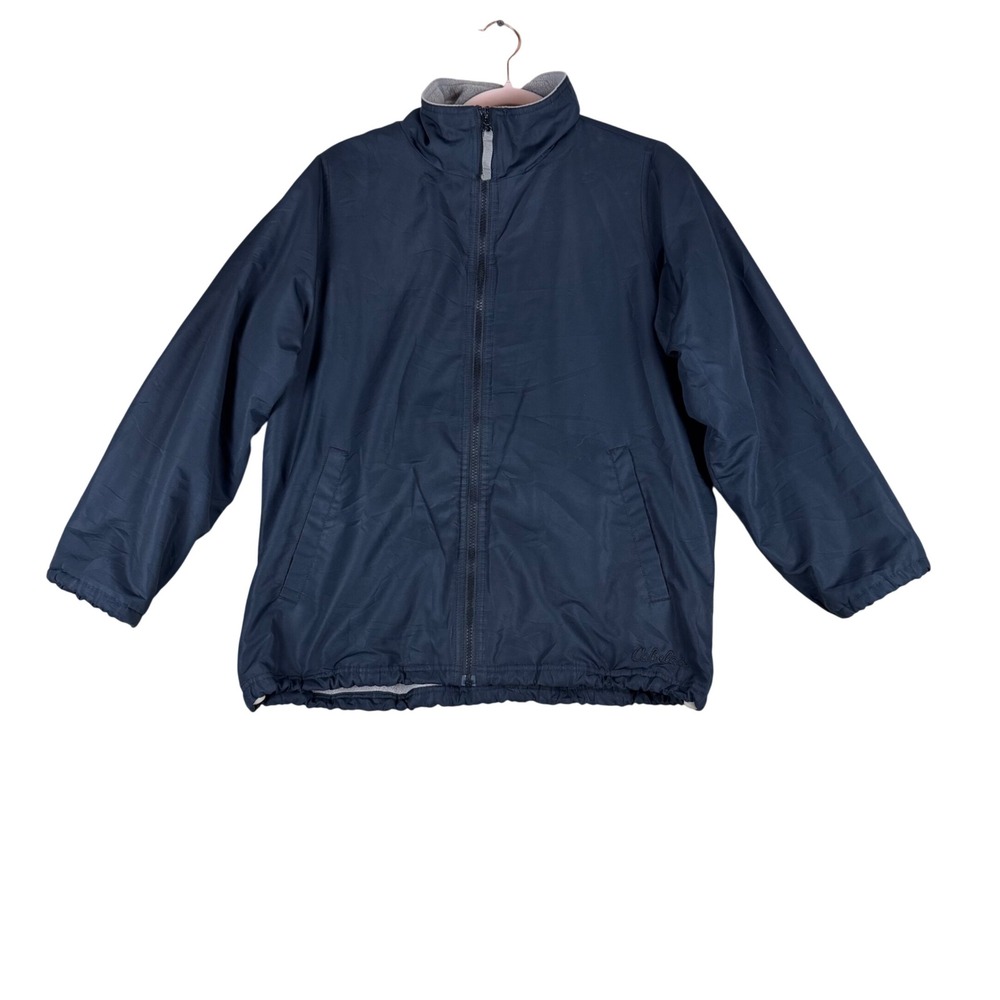 Cabelas Womens Navy Blue Fleece Lined Full Zip Windbreaker Jacket Size Medium